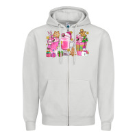 Dove Grey Pink Christmas Coffee Cups Bbs Zipper Hoodie - BundleAndBundleShop