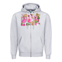Heather Grey Pink Christmas Coffee Cups Bbs Zipper Hoodie - BundleAndBundleShop