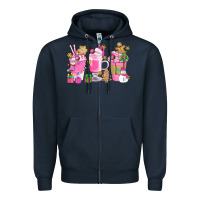 Navy Pink Christmas Coffee Cups Bbs Zipper Hoodie - BundleAndBundleShop