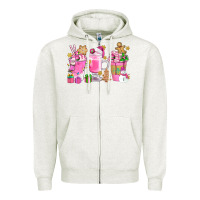 Oatmeal Heather Pink Christmas Coffee Cups Bbs Zipper Hoodie - BundleAndBundleShop