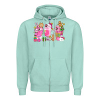 Seafoam Pink Christmas Coffee Cups Bbs Zipper Hoodie - BundleAndBundleShop
