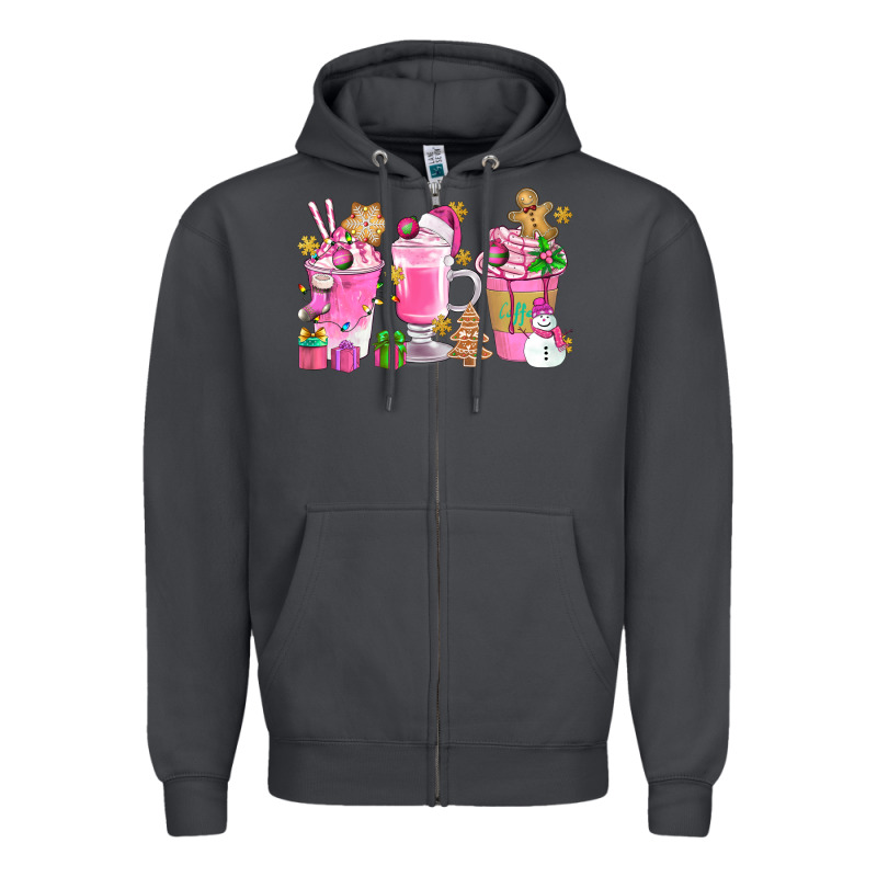 Pink Christmas Coffee Cups Bbs Zipper Hoodie by BundleAndBundleShop | Teevron