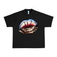 Black American lips leopard Urban Heavy Tee - NancyCooperArtShop
