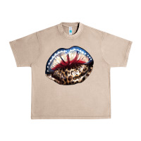 French Oak American lips leopard Urban Heavy Tee - NancyCooperArtShop