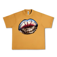 Peanut Butter American lips leopard Urban Heavy Tee - NancyCooperArtShop