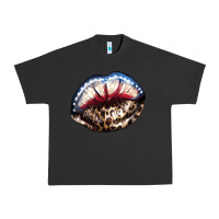 Pigment Black American lips leopard Urban Heavy Tee - NancyCooperArtShop