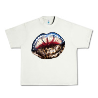 Pistachio American lips leopard Urban Heavy Tee - NancyCooperArtShop