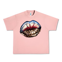 Salmon American lips leopard Urban Heavy Tee - NancyCooperArtShop