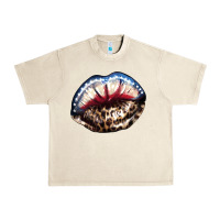 Sandshell American lips leopard Urban Heavy Tee - NancyCooperArtShop