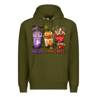 Army Green hallothanksmas coffee cups Premium Hoodie - texasbilliewilder