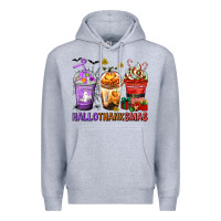 Heather Grey hallothanksmas coffee cups Premium Hoodie - texasbilliewilder