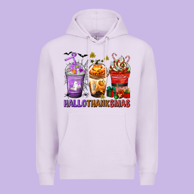 Hallothanksmas Coffee Cups Premium Hoodie Designed By Texasbilliewilder