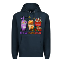 Navy hallothanksmas coffee cups Premium Hoodie - texasbilliewilder