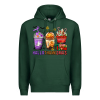 Sports Green hallothanksmas coffee cups Premium Hoodie - texasbilliewilder
