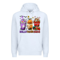 White hallothanksmas coffee cups Premium Hoodie - texasbilliewilder