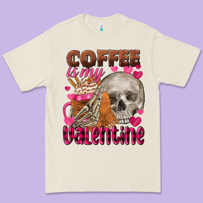 Coffee Is My Valentine Skull Premium Tee Designed By Fadigitalartstudio