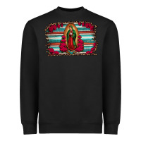 Black lady of guadalupe serape and roses Heavyweight Sweatshirt - Jasminsmagicworld