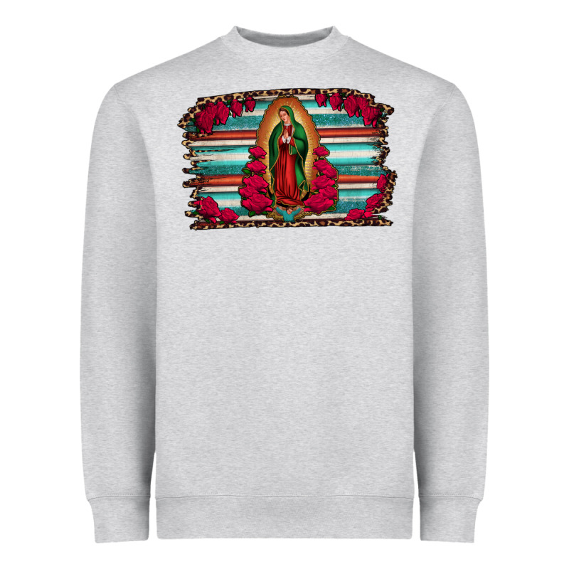 Lady Of Guadalupe Serape And Roses Heavyweight Sweatshirt by Jasminsmagicworld | Teevron