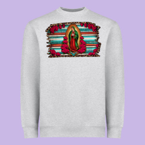 Lady Of Guadalupe Serape And Roses Heavyweight Sweatshirt Designed By Jasminsmagicworld