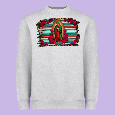 Lady Of Guadalupe Serape And Roses Heavyweight Sweatshirt Designed By Jasminsmagicworld