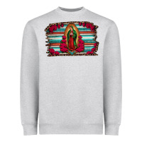 Heather Grey lady of guadalupe serape and roses Heavyweight Sweatshirt - Jasminsmagicworld