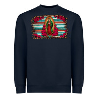 Navy lady of guadalupe serape and roses Heavyweight Sweatshirt - Jasminsmagicworld