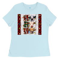 Baby Blue ho ho ho christmas cow Ladies Tee - RanaPortraitStore