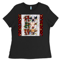 Black ho ho ho christmas cow Ladies Tee - RanaPortraitStore