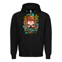 Black Western Rodeo Girl Braid Red Hair Zipper Hoodie - BundleAndBundleShop