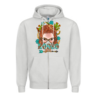 Dove Grey Western Rodeo Girl Braid Red Hair Zipper Hoodie - BundleAndBundleShop