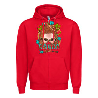 Red Western Rodeo Girl Braid Red Hair Zipper Hoodie - BundleAndBundleShop