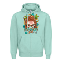 Seafoam Western Rodeo Girl Braid Red Hair Zipper Hoodie - BundleAndBundleShop