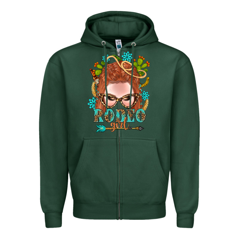 Western Rodeo Girl Braid Red Hair Zipper Hoodie by BundleAndBundleShop | Teevron