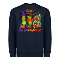 Navy Happy Hallothanksmas Heavyweight Sweatshirt - NancyCooperArtShop