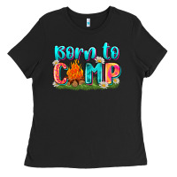 Black born to camp Ladies Tee - Zillion Design Studio