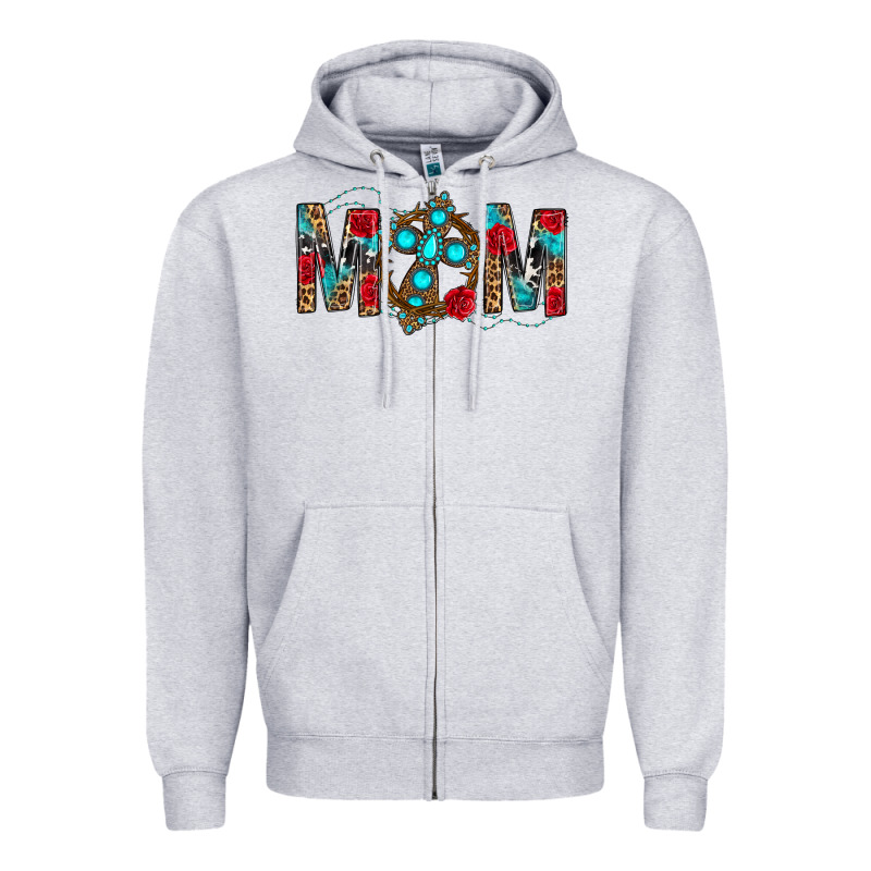 Western Mom With Cross Zipper Hoodie by BundleAndBundleShop | Teevron