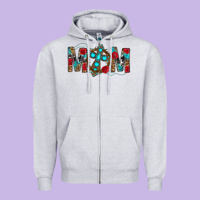 Western Mom With Cross Zipper Hoodie Designed By Bundleandbundleshop