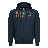 Navy Western Mom With Cross Zipper Hoodie - BundleAndBundleShop