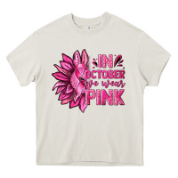 Cream In October We Wear Pink Sunflower Heavy Core Tee - texasbilliewilder