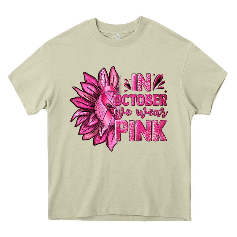 In October We Wear Pink Sunflower Heavy Core Tee by texasbilliewilder | Teevron