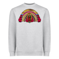 Heather Grey lady of guadalupe rainbow Heavyweight Sweatshirt - Jasminsmagicworld