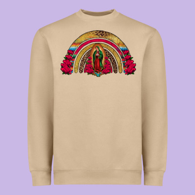 Lady Of Guadalupe Rainbow Heavyweight Sweatshirt Designed By Jasminsmagicworld