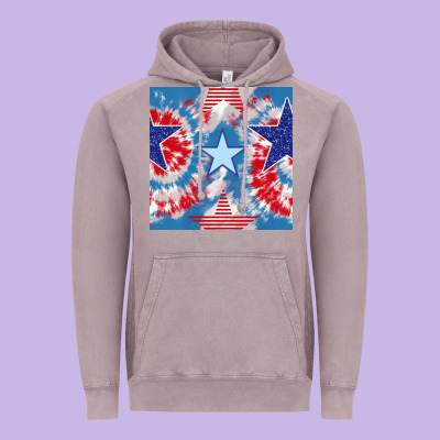 Patriotic Tie Dye Stars Vintage Hoodie Designed By Bundleandbundleshop
