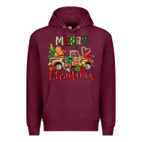 Burgundy merry christmas gingerbread truck Premium Hoodie - texasbilliewilder