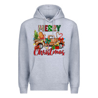 Heather Grey merry christmas gingerbread truck Premium Hoodie - texasbilliewilder
