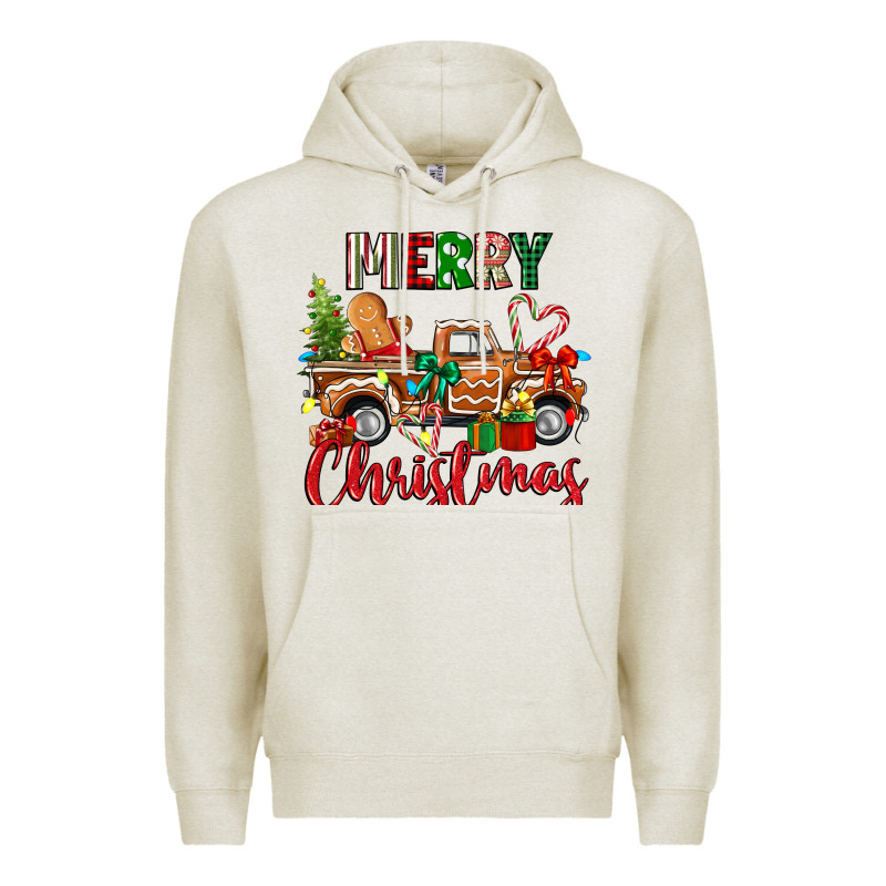 Merry Christmas Gingerbread Truck Premium Hoodie by texasbilliewilder | Teevron