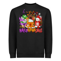 Black Happy Hallothanksmas coffee cups Heavyweight Sweatshirt - NancyCooperArtShop