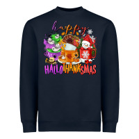 Navy Happy Hallothanksmas coffee cups Heavyweight Sweatshirt - NancyCooperArtShop