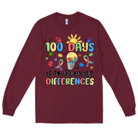 Burgundy 100 days of embracing differences Long Sleeve Tee - MaliasSmallBusiness