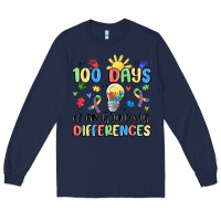 Navy 100 days of embracing differences Long Sleeve Tee - MaliasSmallBusiness